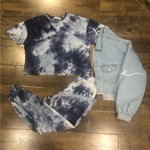 NWOT By Egreis 3 piece jogger set & jean jacket bundle